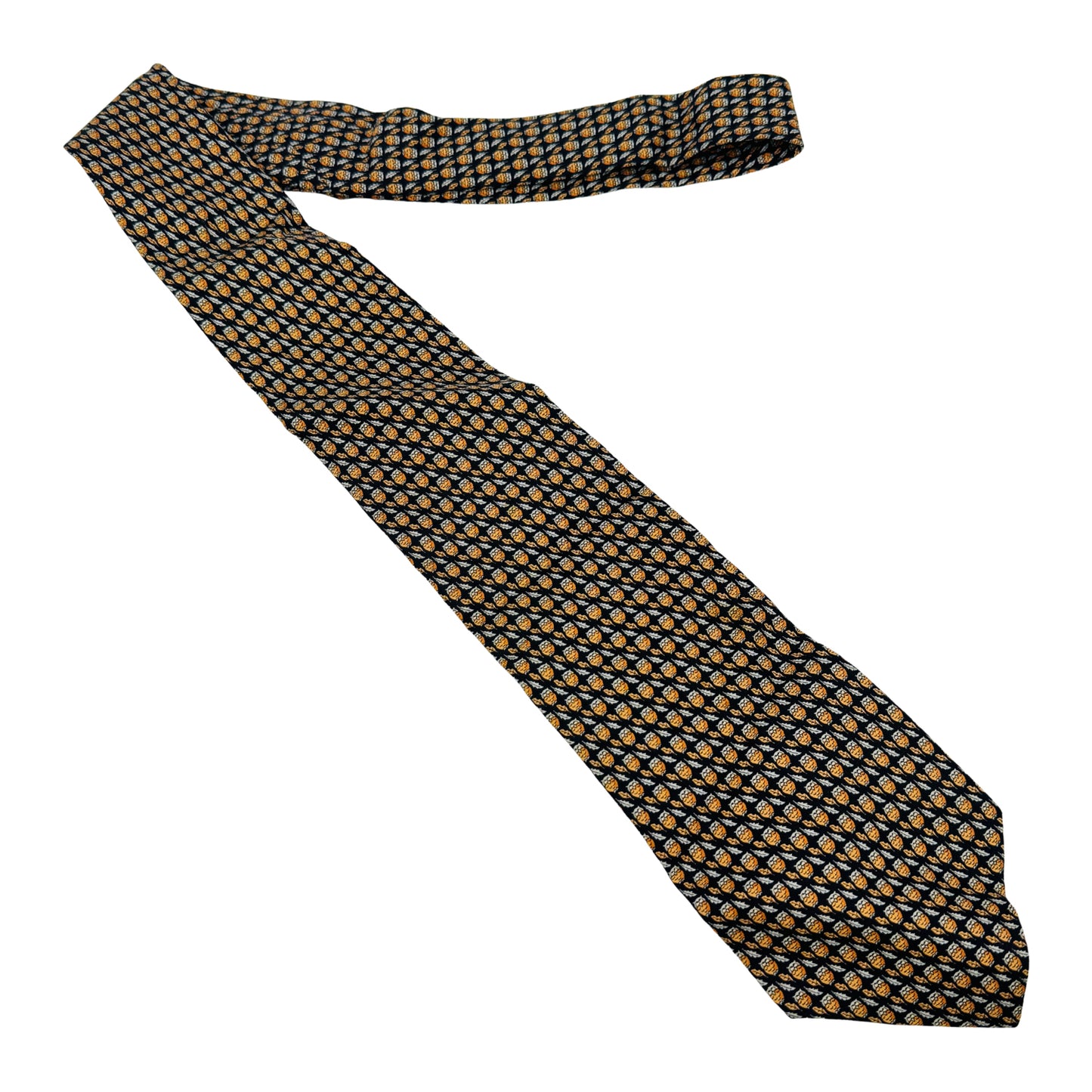 Salvatore Ferragamo Black 'Motifs' Silk Tie (Size Regular)
