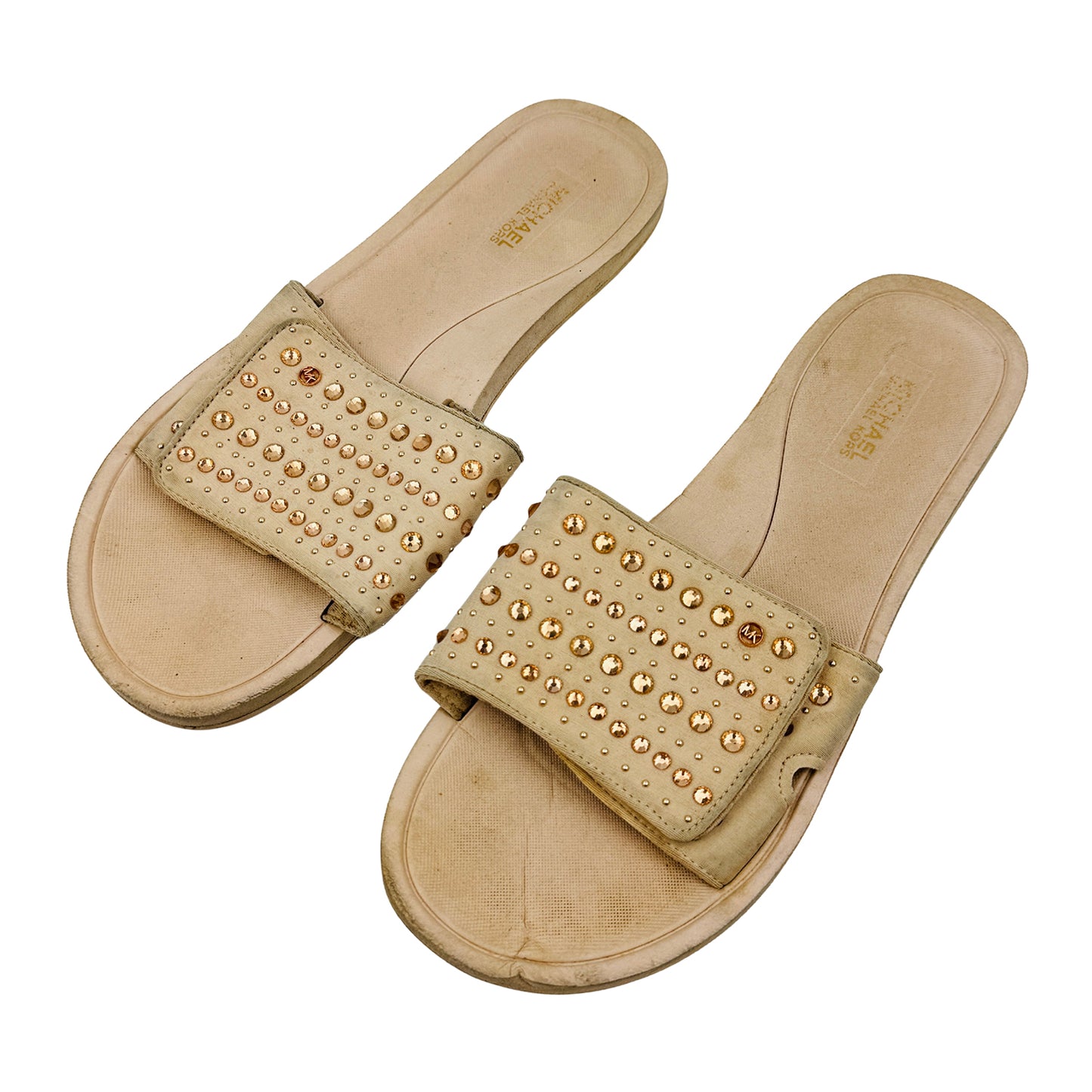 Michael Kors Women's Beige Leather Slides (Size 39)