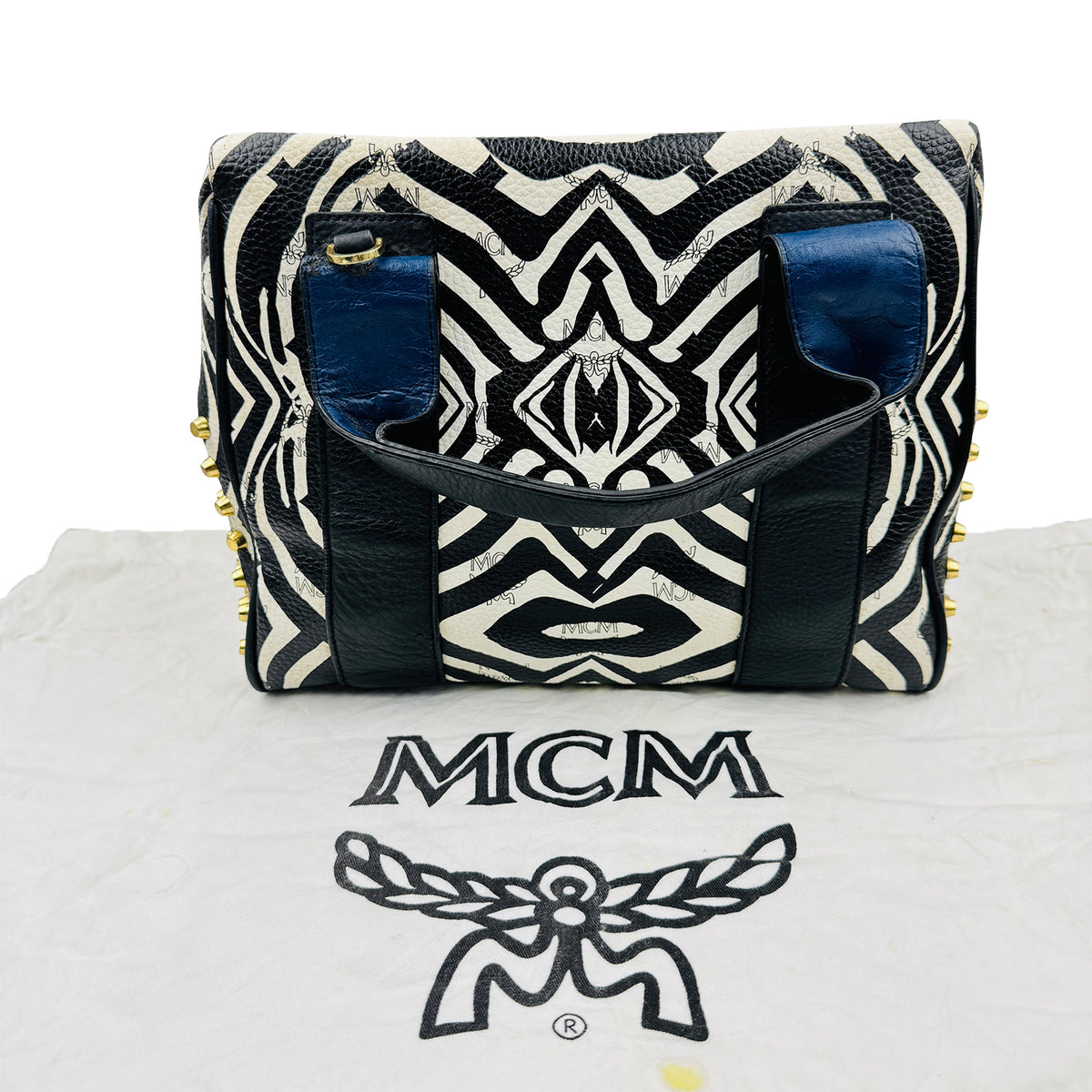 MCM Zebra Keana 'Black White' Boston Bag