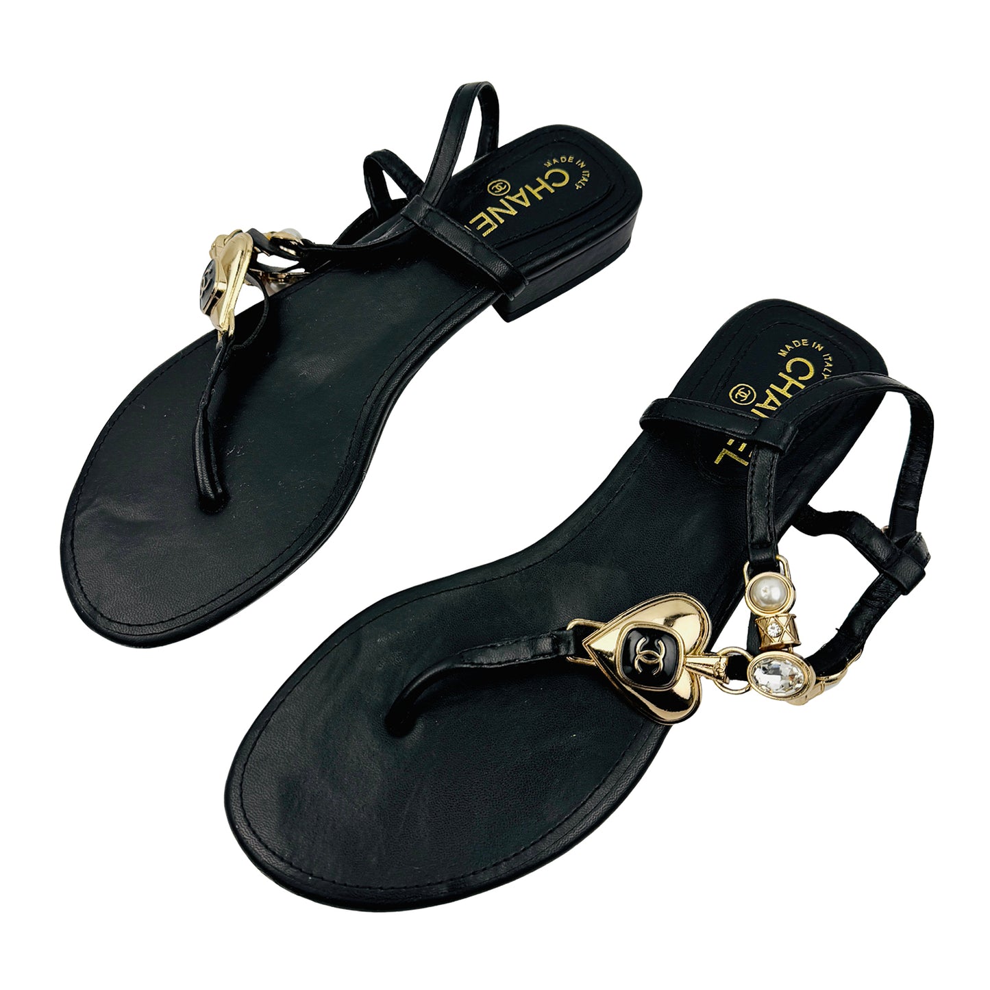 Chanel Women's 'Black Gold' Thong Sandals (Size 41)