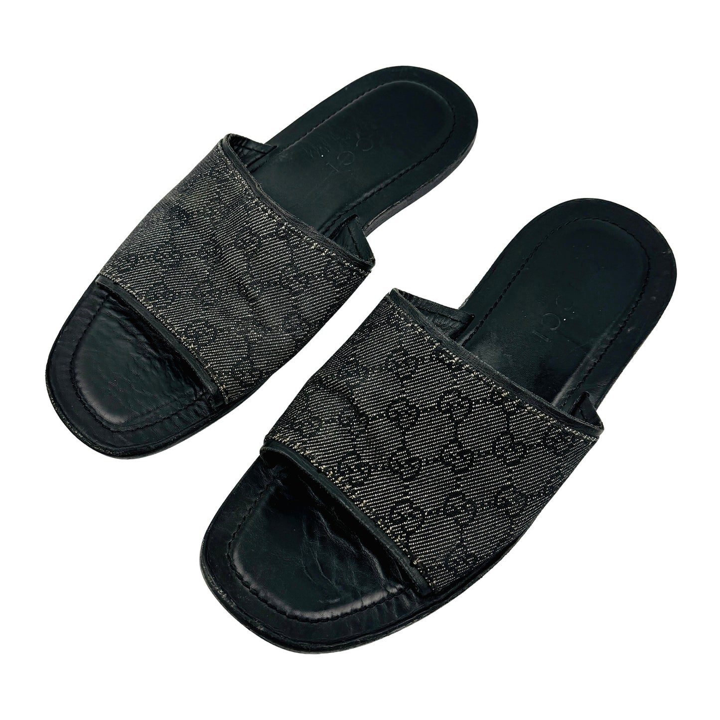 Gucci Men's Black GG Monogram Slides (Size 42)