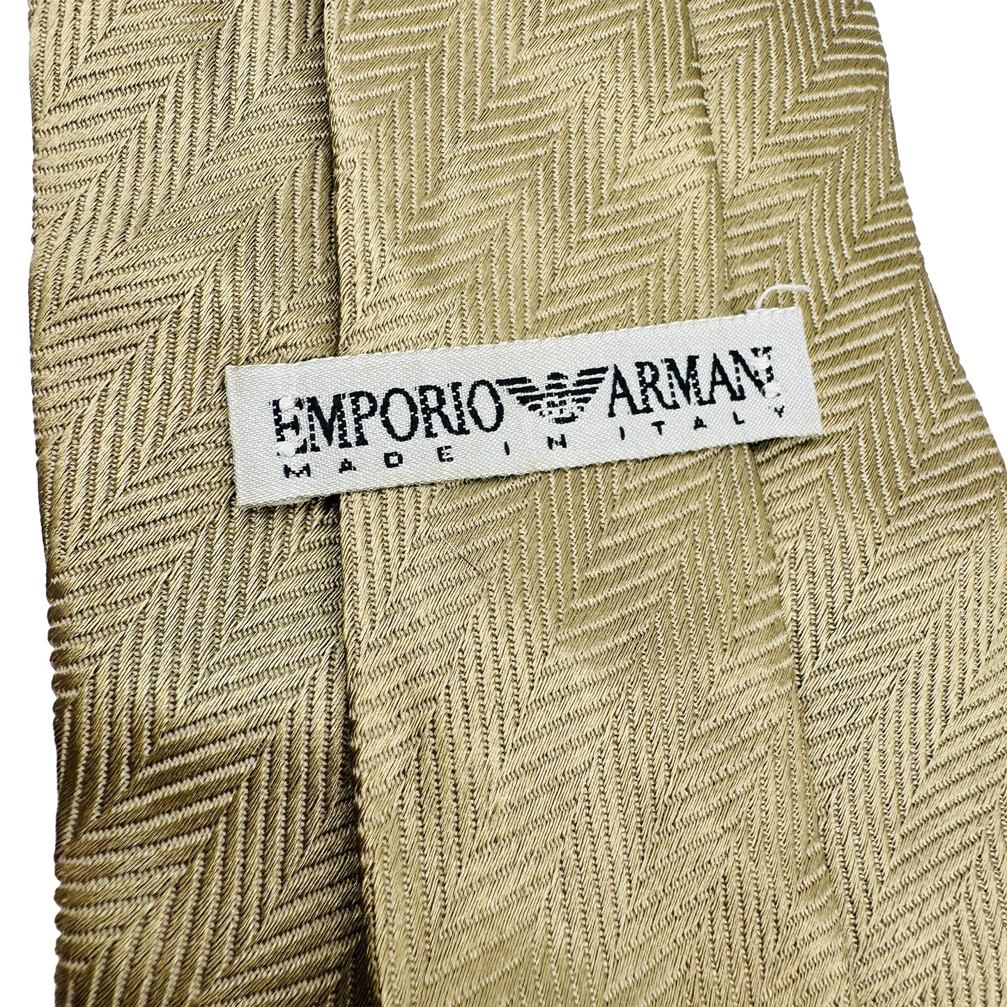 Emporio Armani Beige Gold 'Herringbone Pattern' Tie (Size Regular)