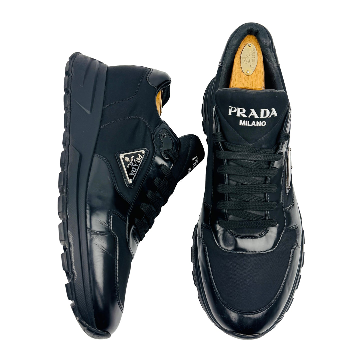 Prada Men's Prax 01 Black Sneakers (Size 44/44.5)