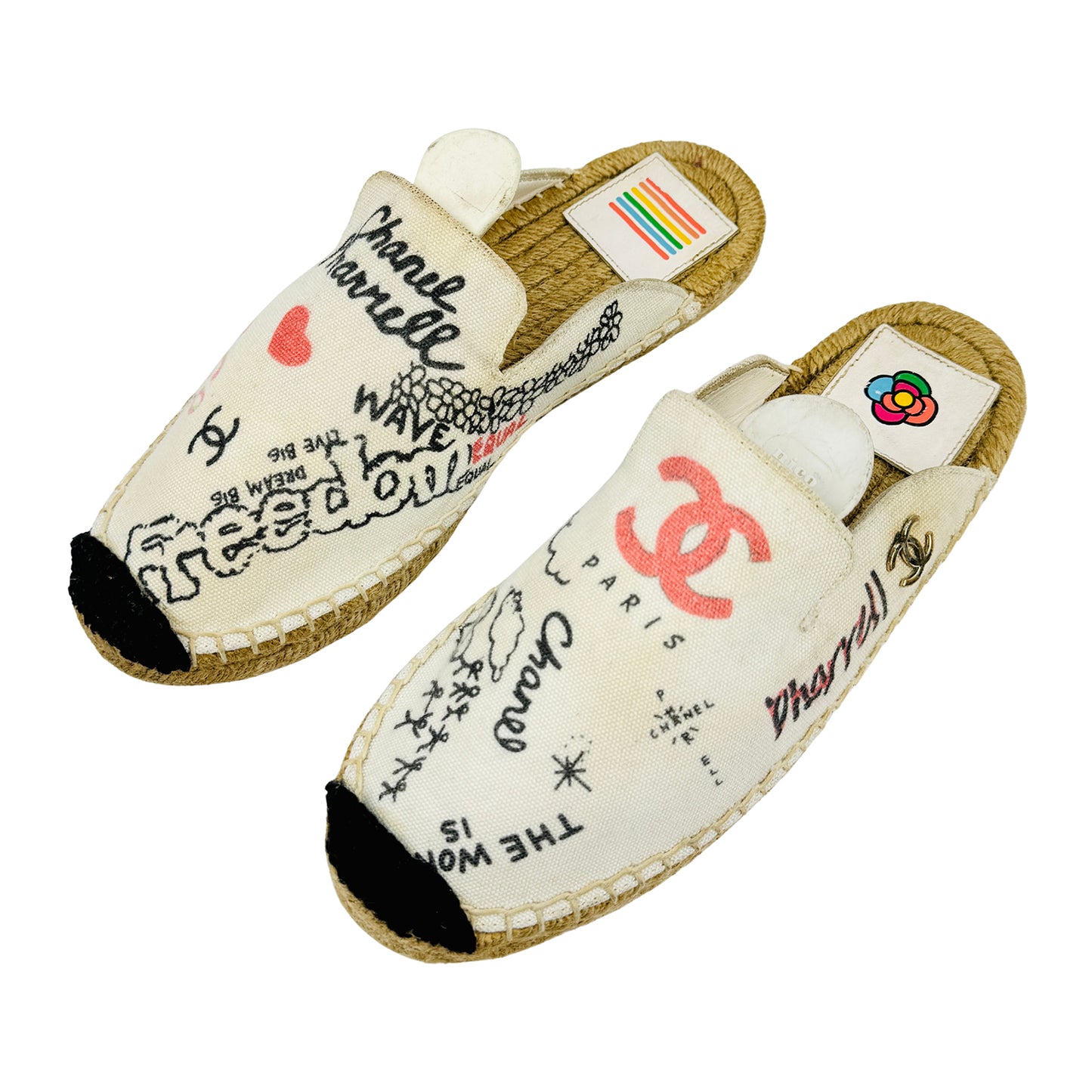 Chanel X Pharrell Off-White Espadrille Mules (Size 35)