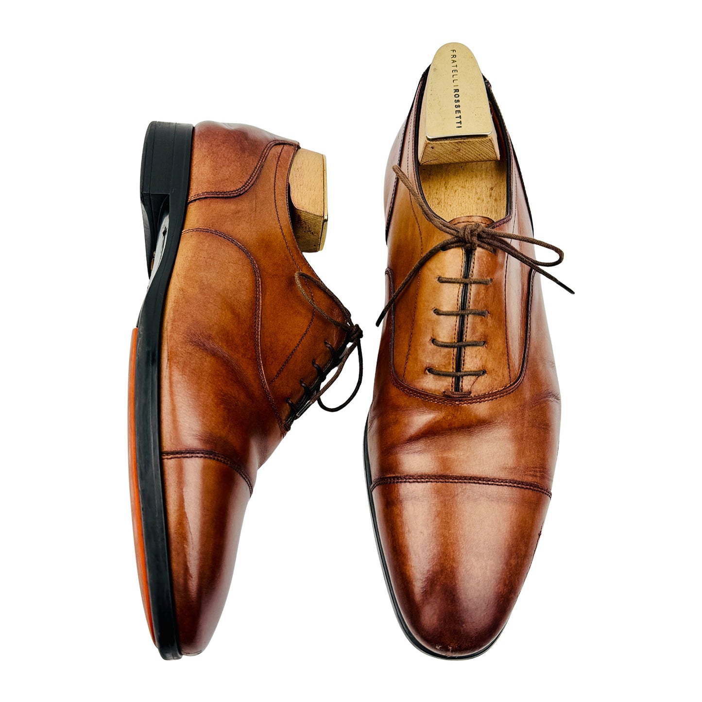Santoni Men's Brown Leather Cap-Toe Oxfords (Size 44/44.5)