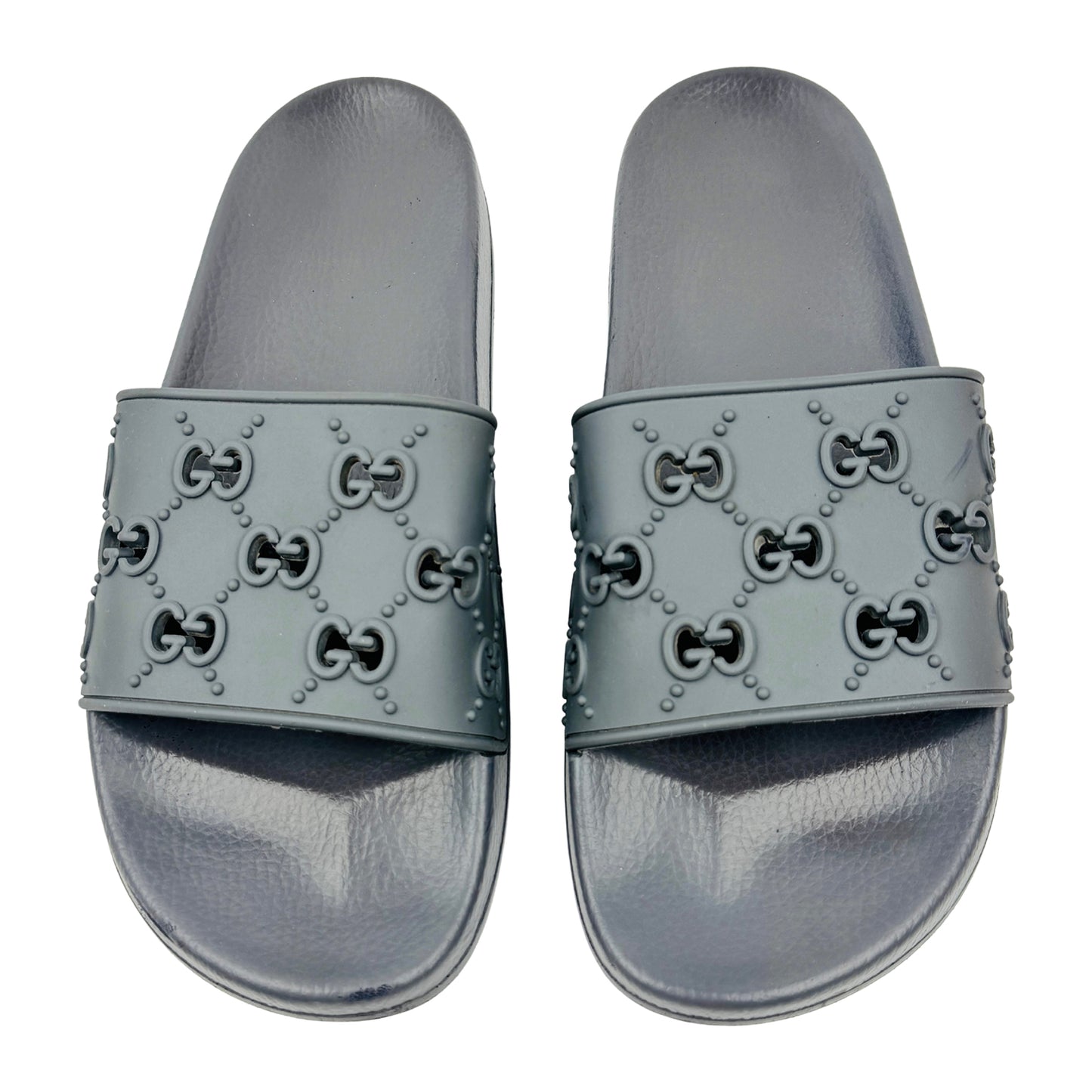 Gucci Men's Grey Rubber GG Slides (Size 43/44)