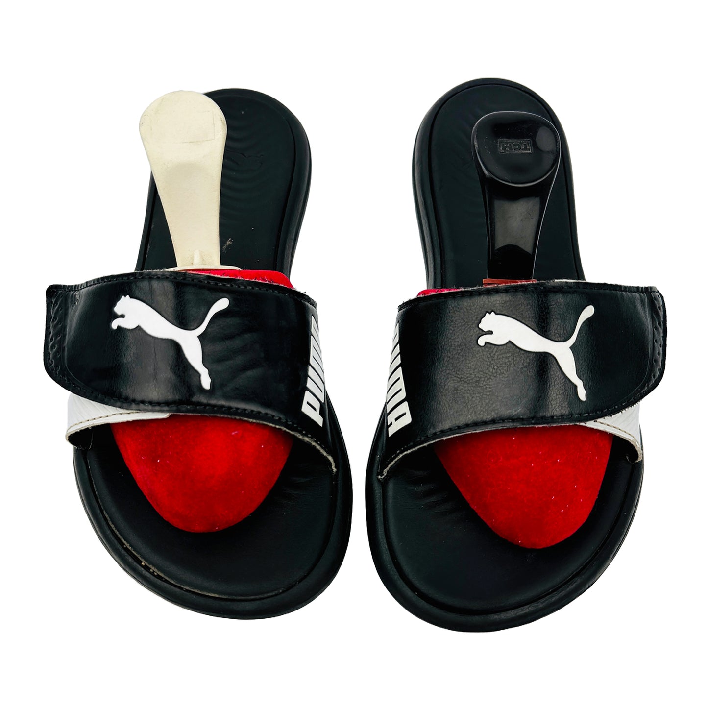 Front image of Puma Formlite Black White Slippers (Size 37.5) - VSK-0218