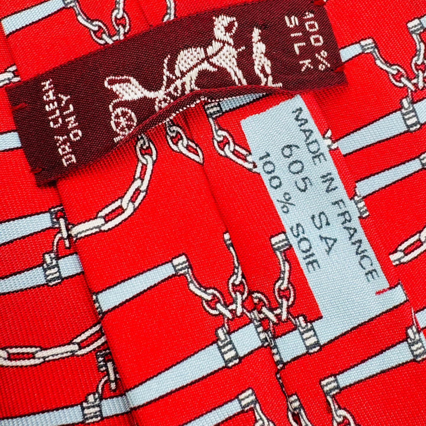 Hermès Bright Red 'Equestrian Chain' Tie (Size Regular)