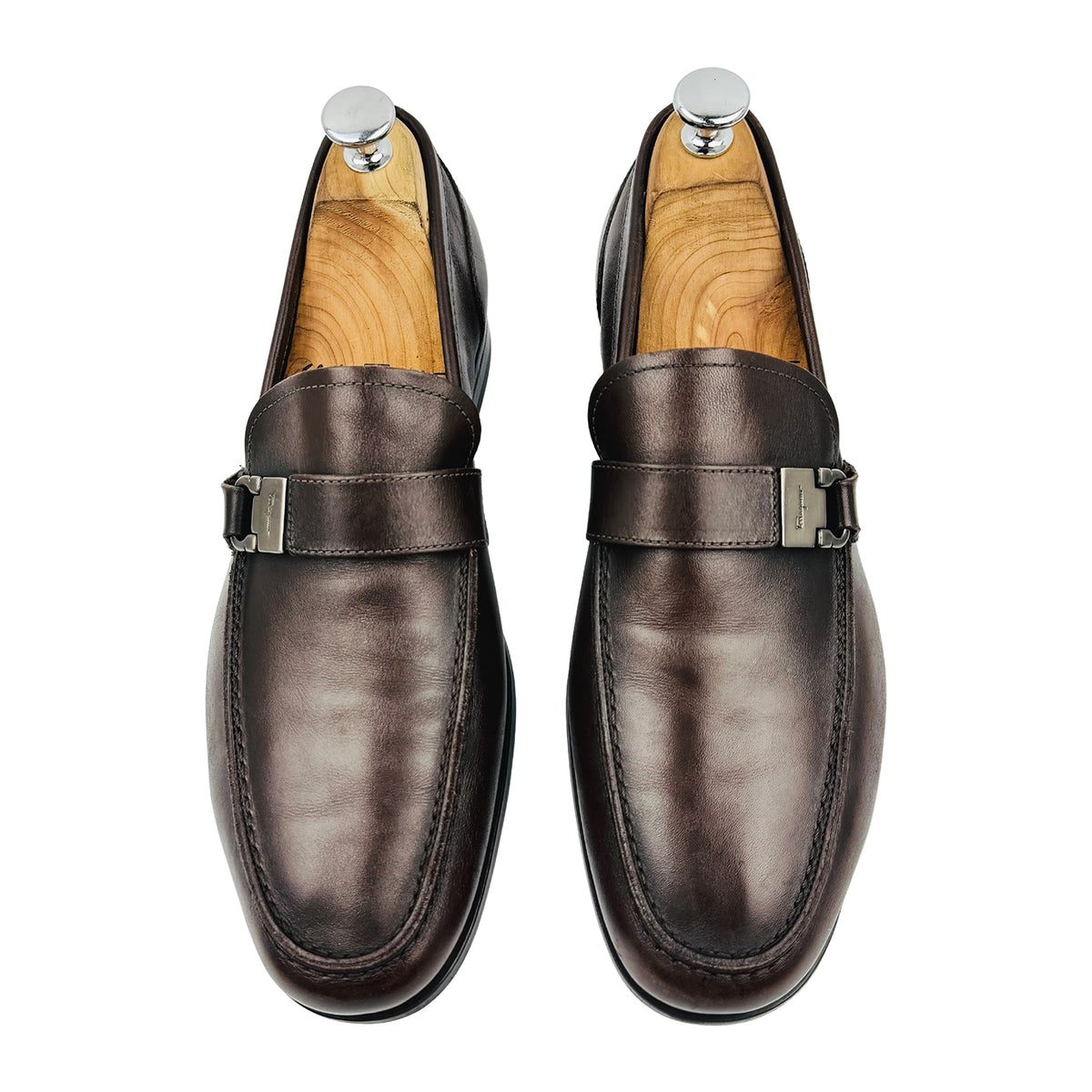 Salvatore Ferragamo Dark Brown Leather Bit Loafers (Size 40/40.5)