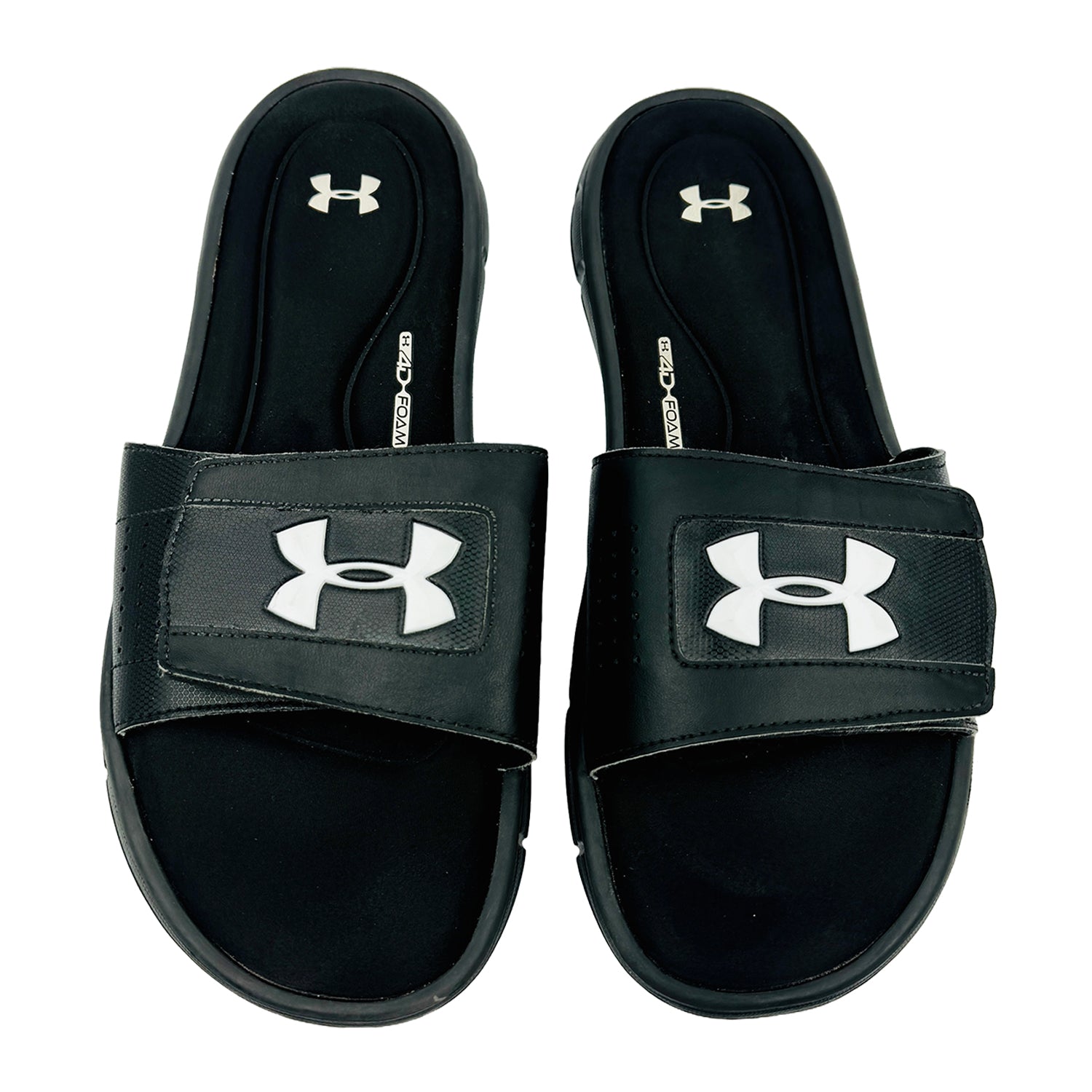 Front image of Under Armour Men's Ignite 5 Black Slides (Size 46) - 1287318-001