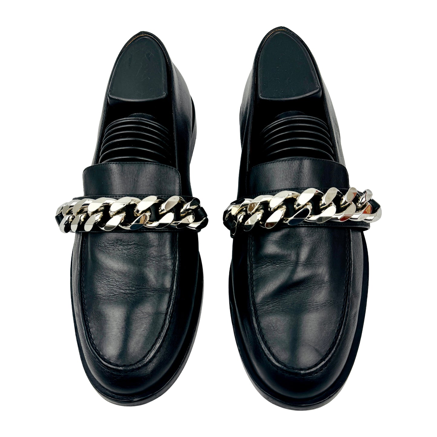 Givenchy Black Leather Chain-Link Loafers (Size 40)