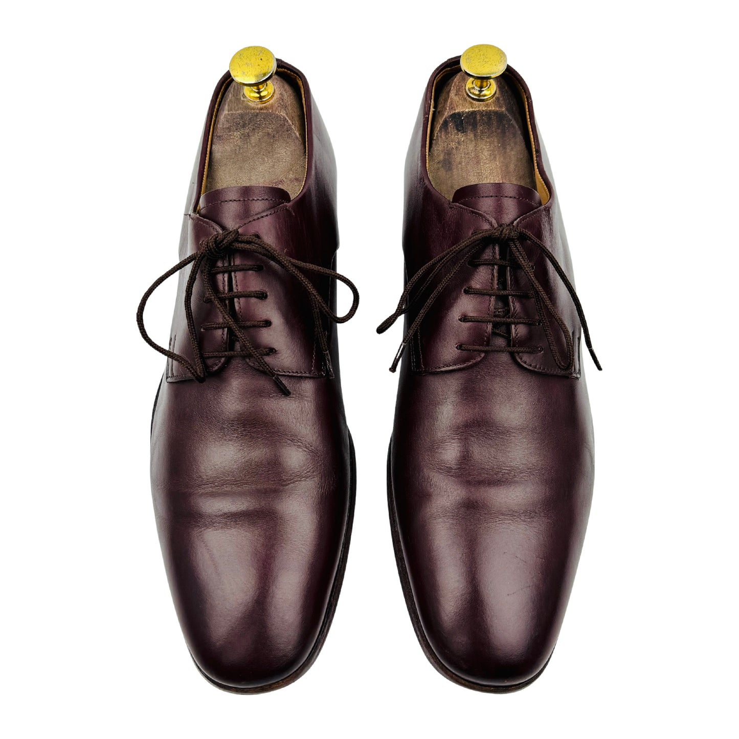 Bally Men's Burgundy Leather Derby Shoes (Size 42)