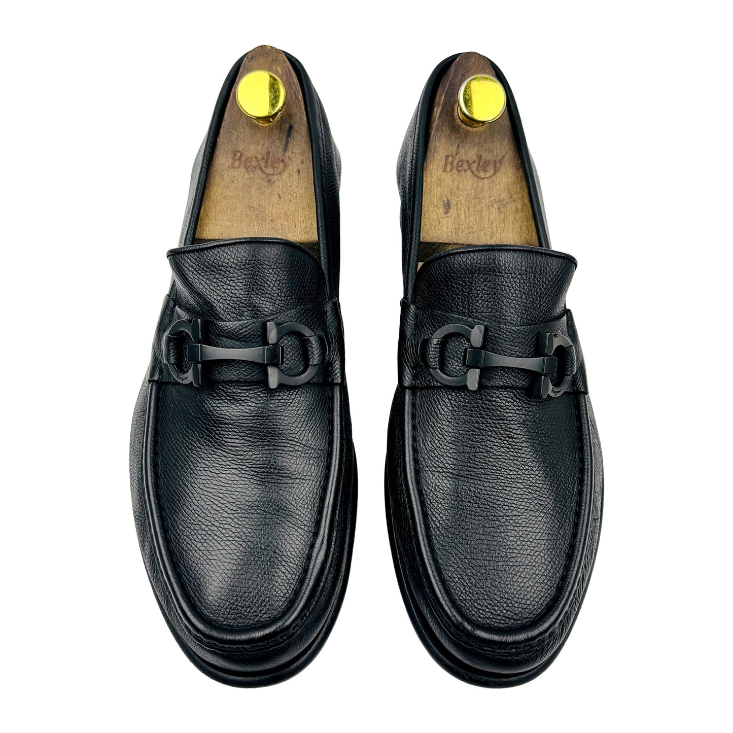 Salvatore Ferragamo Pebbled Leather Gancini Bit Loafers (Size 43)