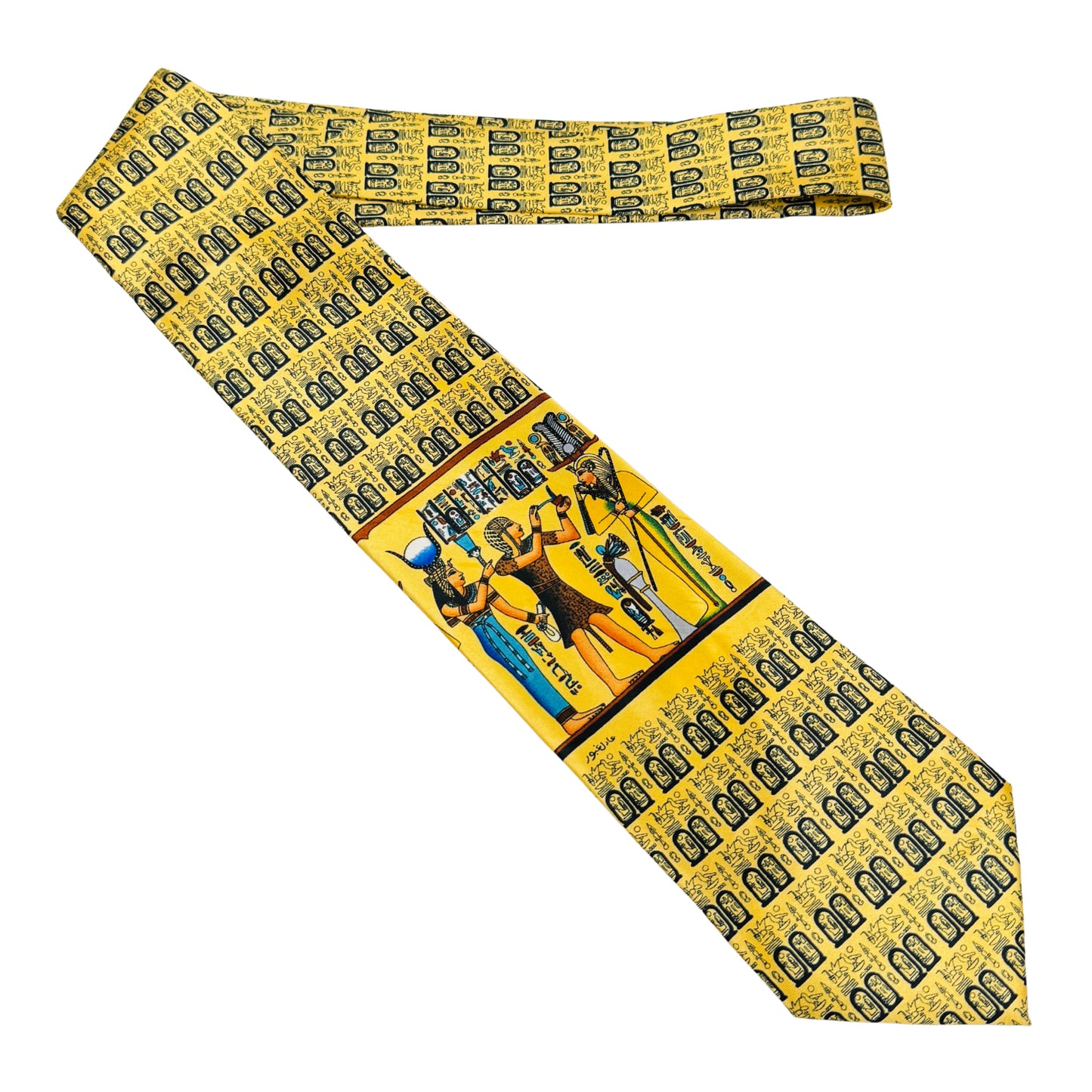 Gucci Gold 'Egyptian Pattern' Tie (Size Regular)