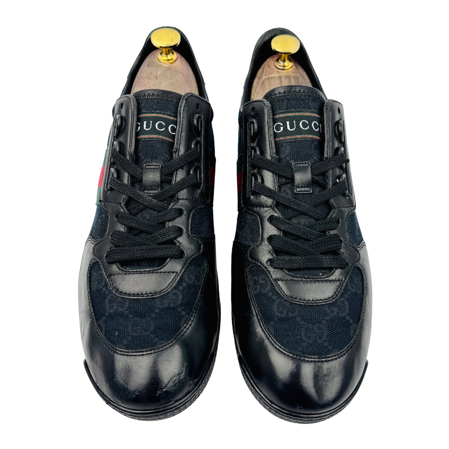 Gucci Web Stripe GG Canvas Black Sneakers (Size 42.5) - 237715