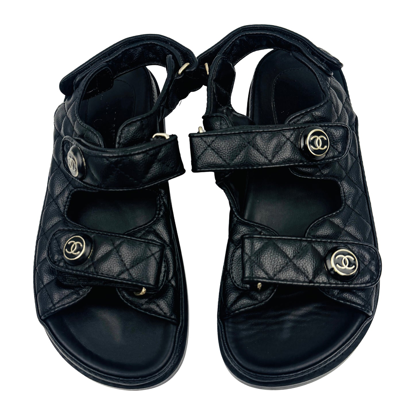 Chanel Black Quilted Leather Sandals (Size 39)