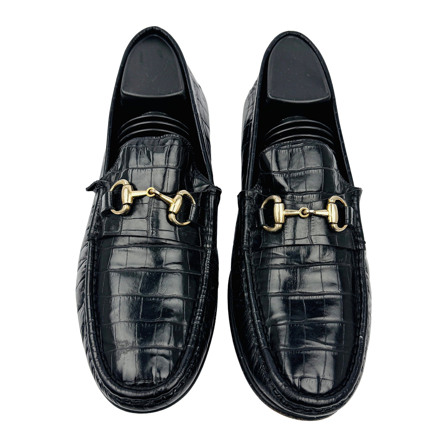 Gucci Men's Leather Croc-Embossed Horsebit Loafers (Size 40/40.5)
