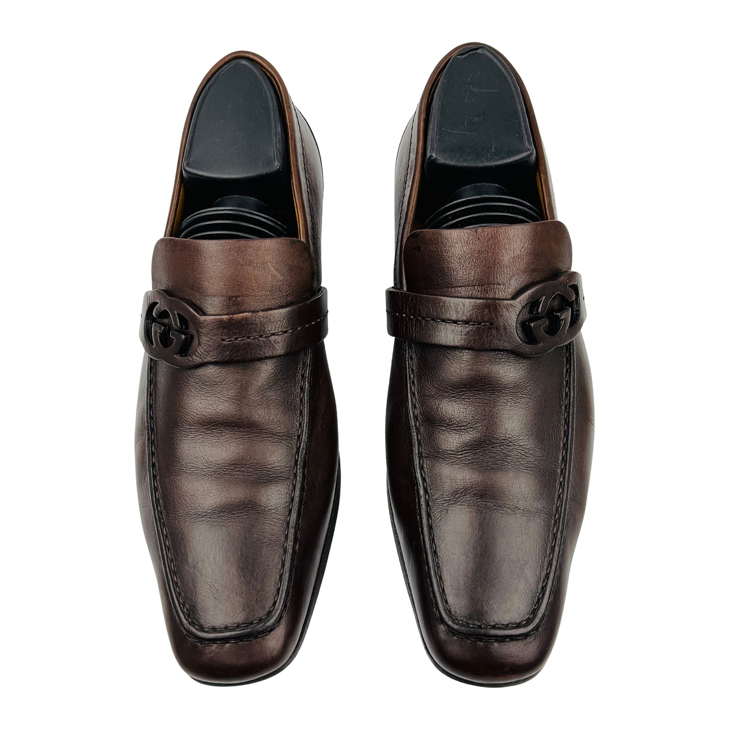 Gucci Interlocking G Dark Brown Leather Loafers (Size 39/39.5)