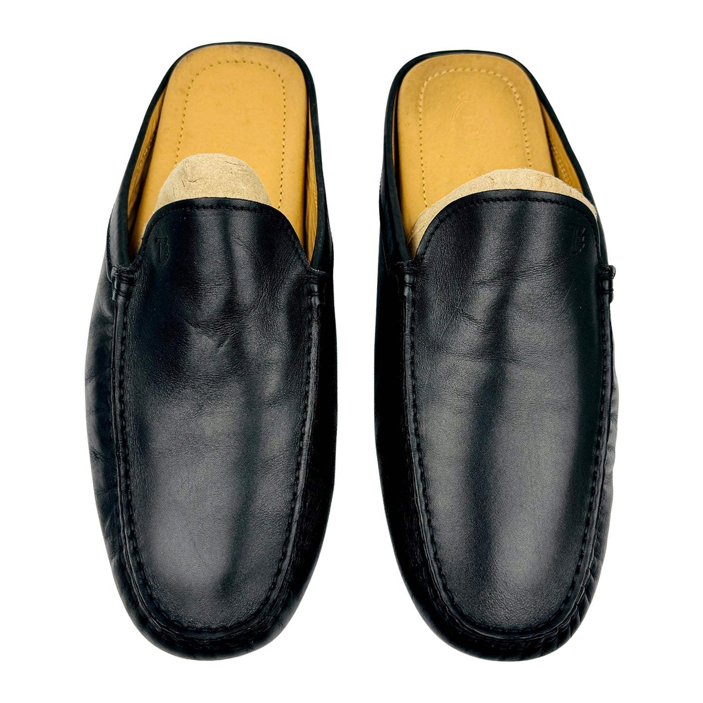 Tod's Men's Black Leather Flat Mules (Size 43/43.5)