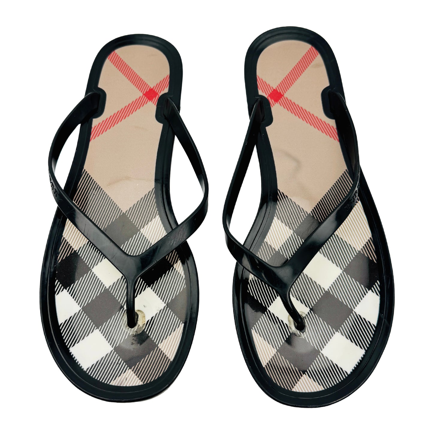 Burberry Nova Check Pattern Rubber Flip Flops (Size 39)