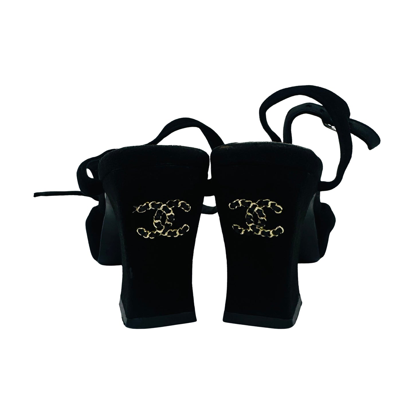 Chanel Women's Black CC Logo Block Heel (Size 35)