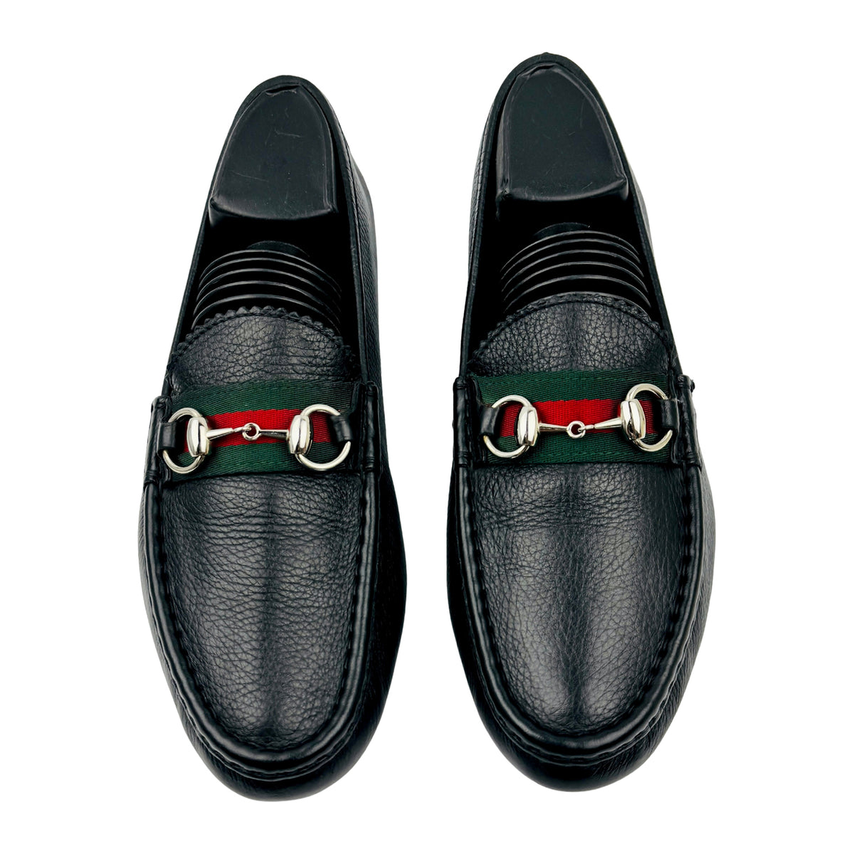 Gucci Black Leather Web Stripe Loafers (Size 40/40.5) - 624698 1XH10 1066