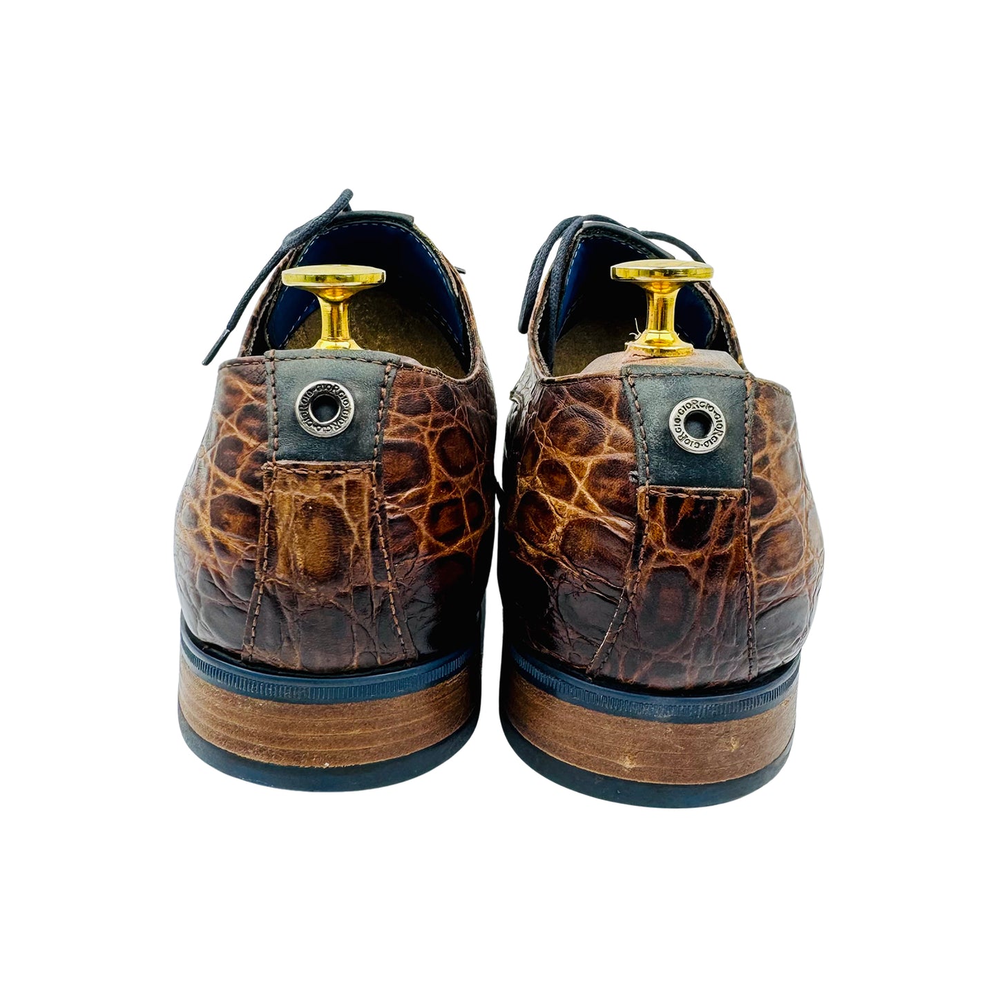 Giorgio 1958 Brown Crocodile Embossed Derby Shoes (Size 42)