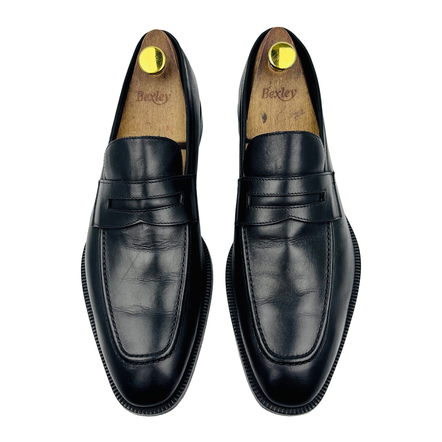 Canali Men's Black Leather Penny Loafers (Size 43)
