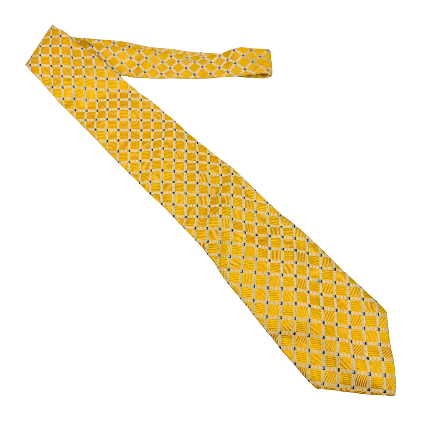 Canali Yellow 'Check Pattern' Silk Tie (Size Regular)