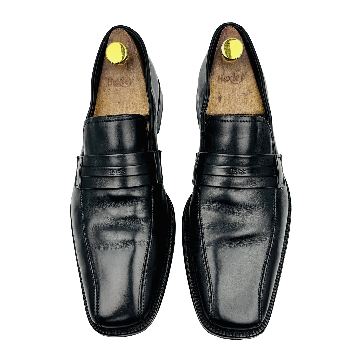Hugo Boss Men's Black Leather Penny Loafers (Size 44)