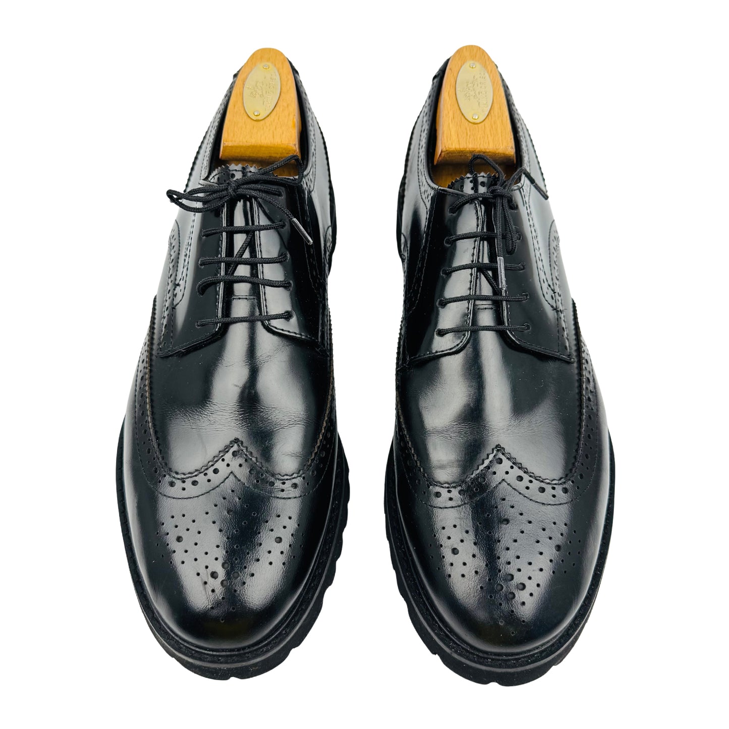 Aldo Men's Chunky Leather Black Brogue Shoes (Size 41/41.5)