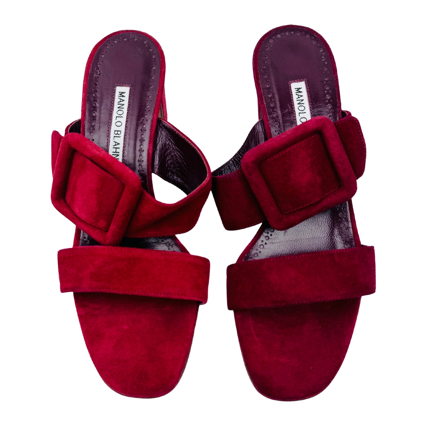 Manolo Blahnik Titubanew 50 Burgundy Heels (Size 37.5)