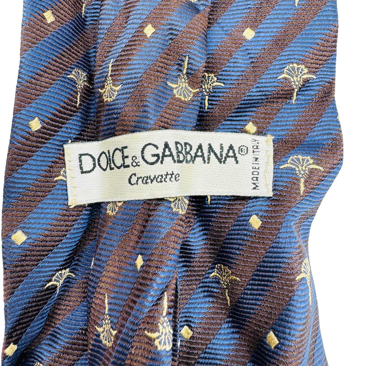 Dolce & Gabbana Navy Blue 'Motifs' Silk Tie (Size Regular)