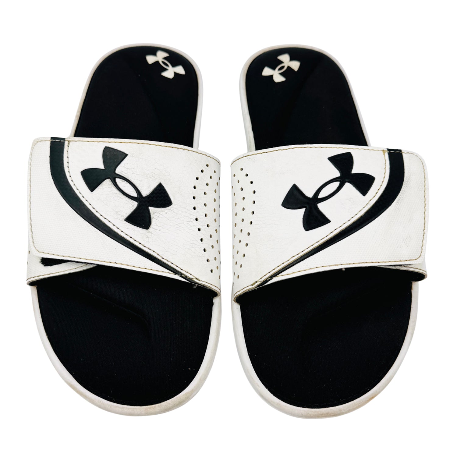Front image of Under Armour Ignite VI White Slides (Size 42/42.5) - 3022711-100