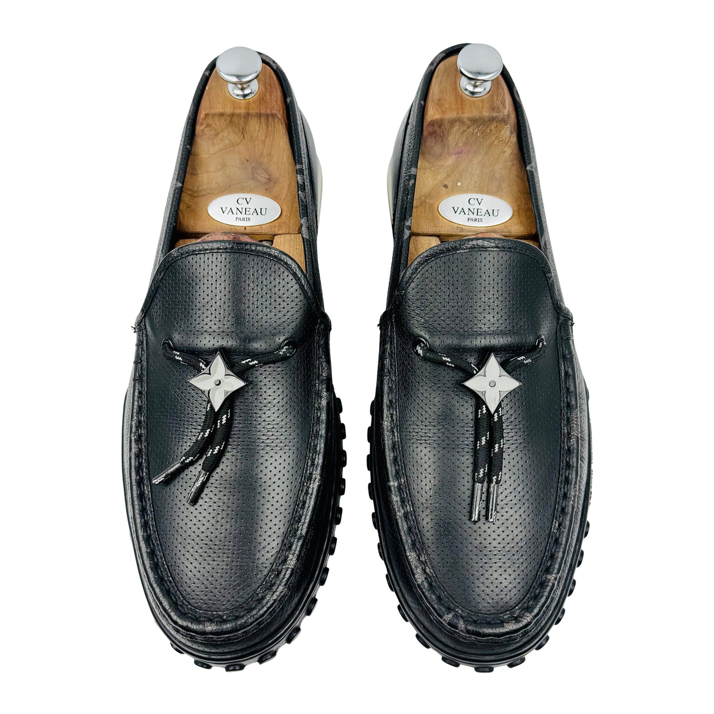 Louis Vuitton Black Leather Racer Moccasin (Size 44)