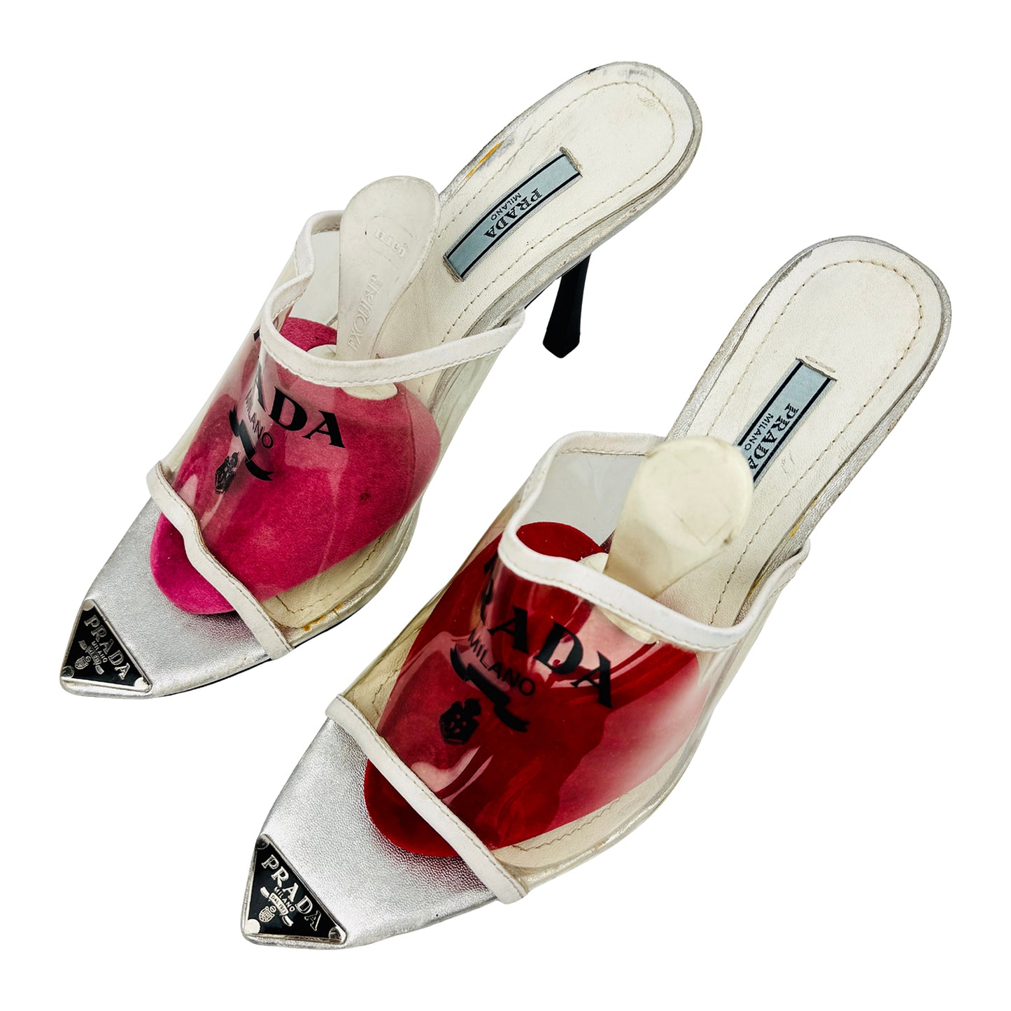 Prada Women's Silver High Mule Heels (Size 39)