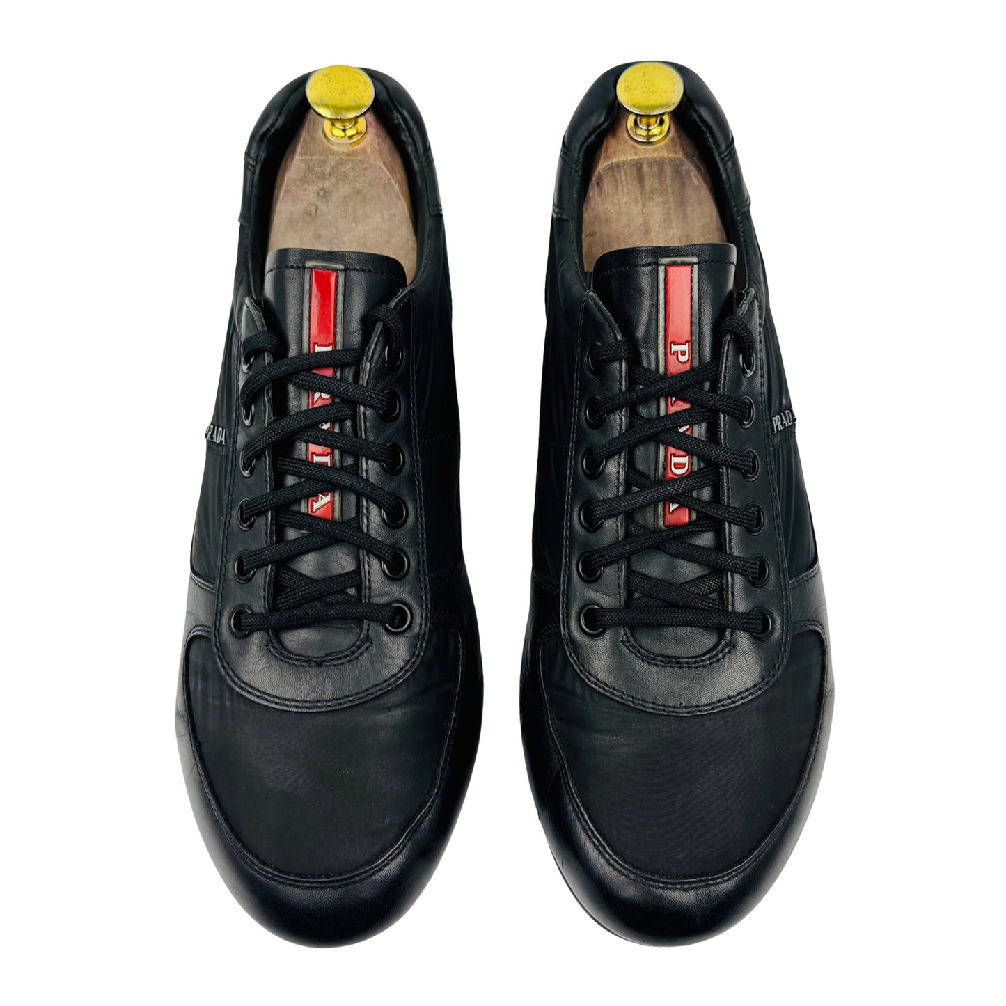 Prada Men's Black Technical Fabric Low-Top Sneakers (Size 42.5)