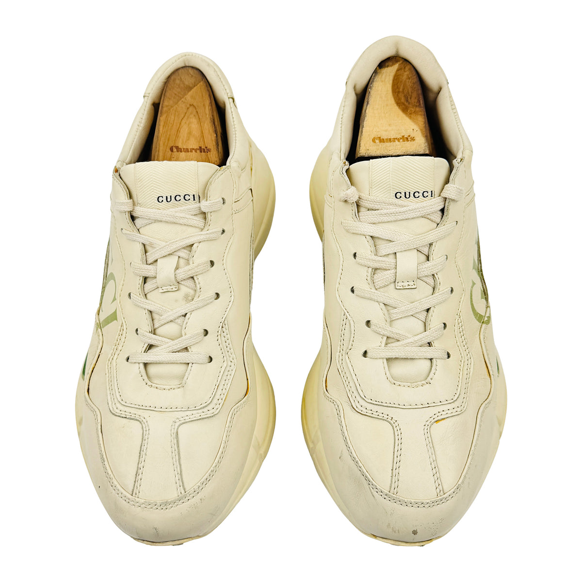 Gucci Rhyton Ivory Leather Shoes (Size 42) - 500877 DRW00 9522