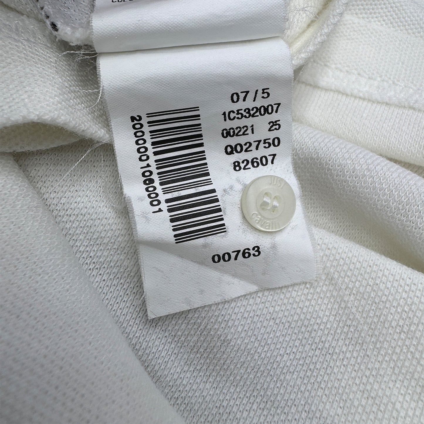 Just Cavalli White Long Sleeves T-Shirt (Size Small/Large)