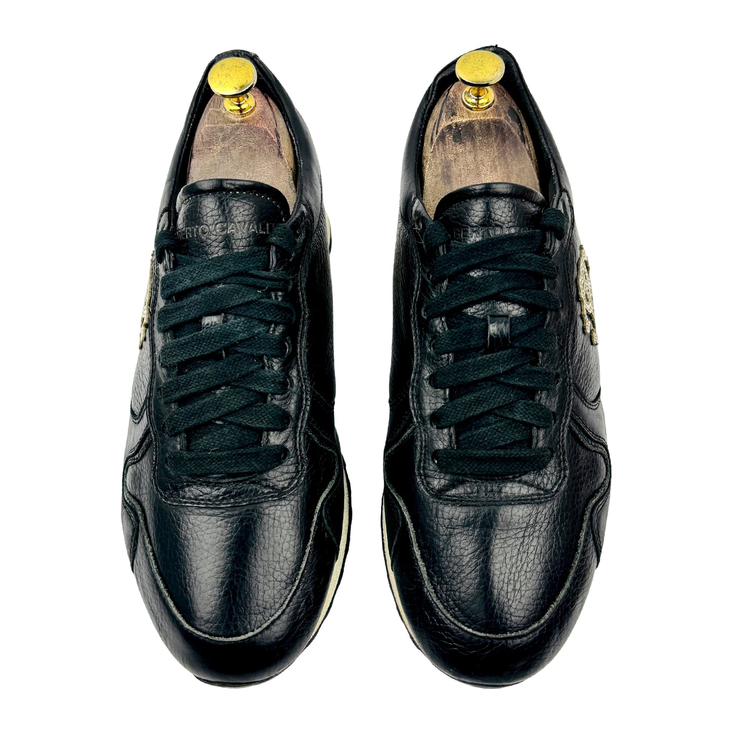 Roberto Cavalli RC Monogram Black Leather Sneakers (Size 41/41.5)