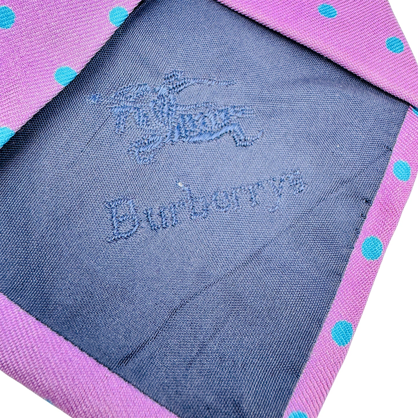 Burberry Purple Base 'Turquoise Polka Dots' Silk Tie