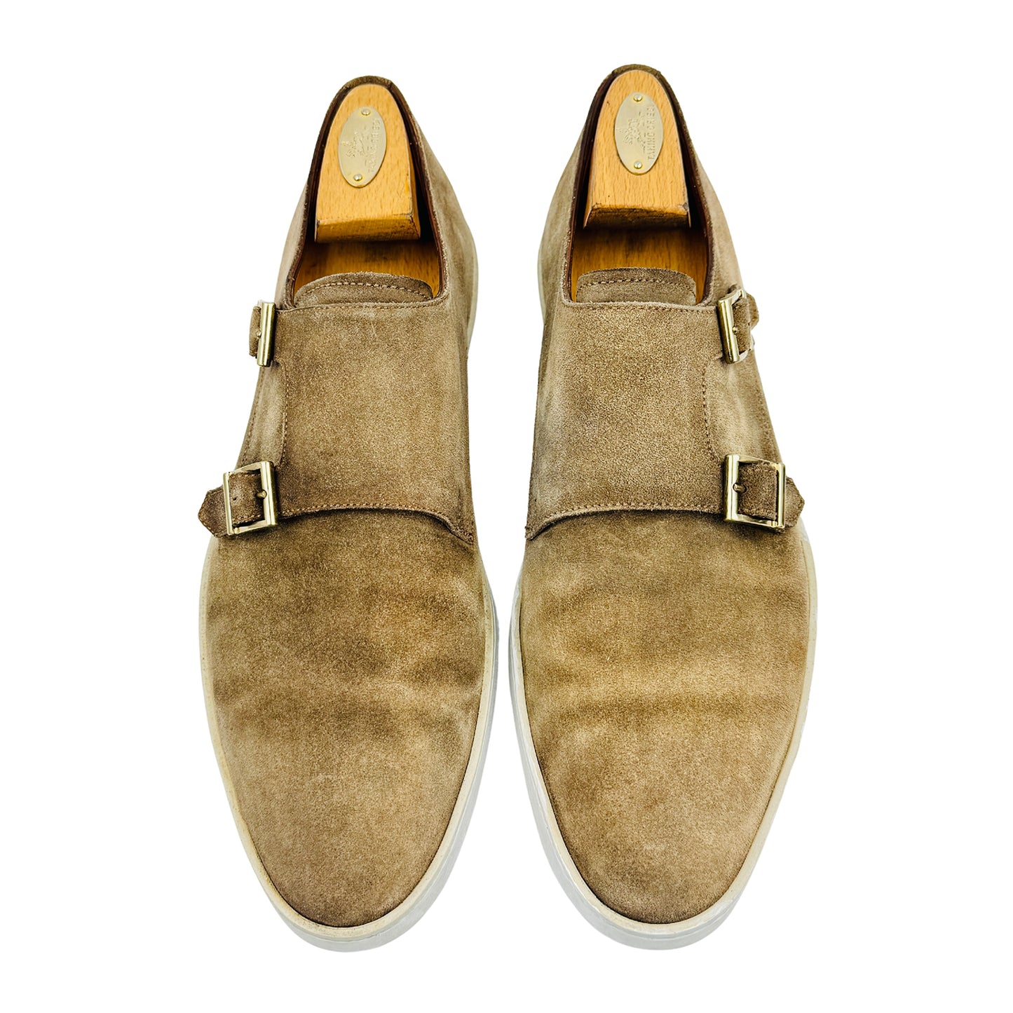 Santoni Men's 'Beige White' Monk Strap Shoes (Size 43)
