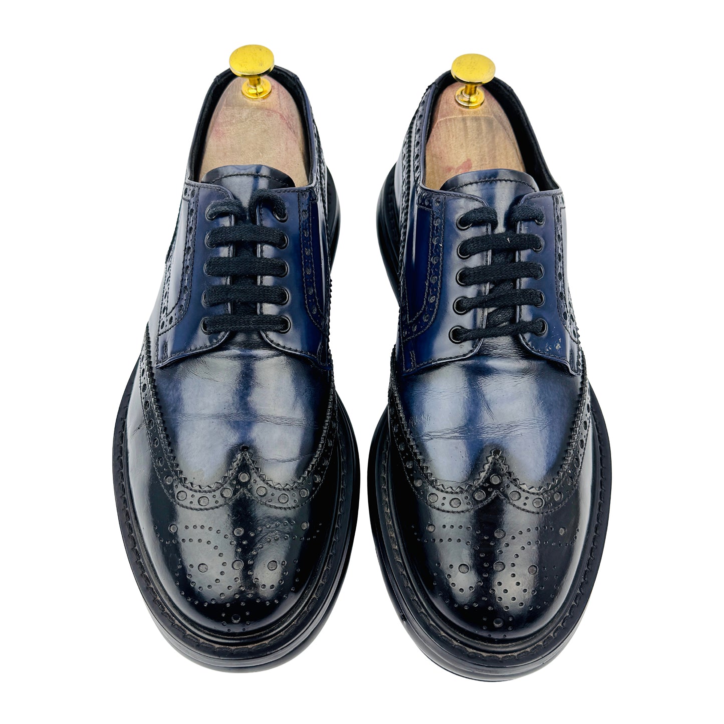 Prada Men's Air Sole Brogues Blue Black Shoes (Size 41/41.5) - 2EE098