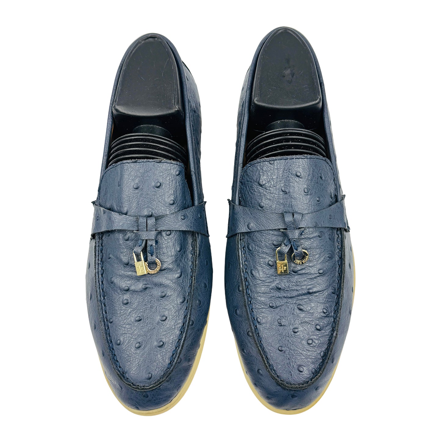 Loro Piana Blue Ostrich Leather Loafers (Size 38)