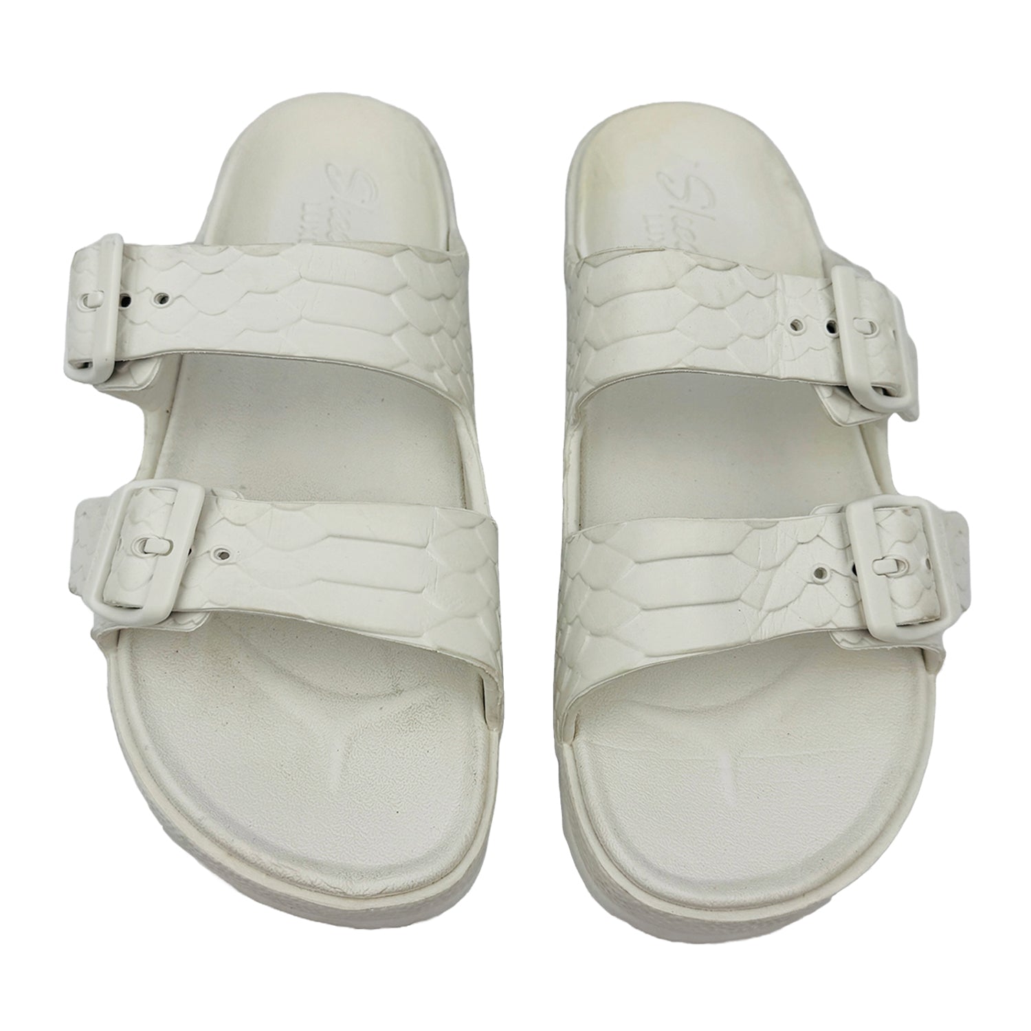Front image of Skechers Women's Arch Fit Slippers (Size 38/39) - 111378 WHT