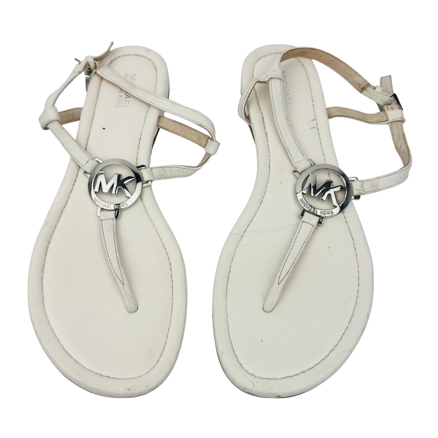 Michael Kors Tania Off-White T-Strap Sandals (Size 40)