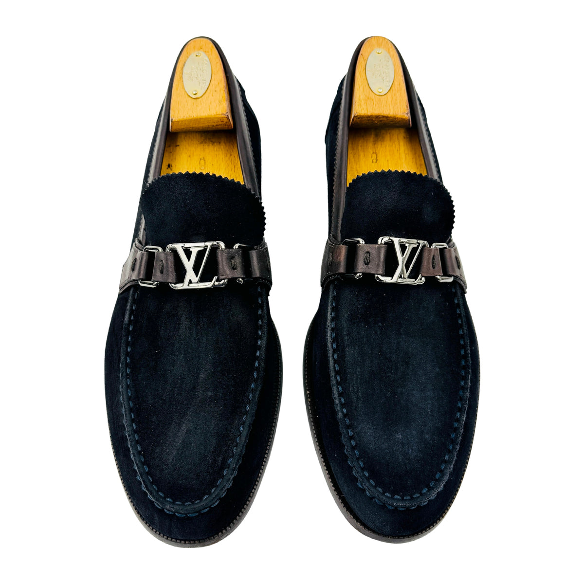 Louis Vuitton Major Suede Leather Navy Blue Loafers (Size 42.5)