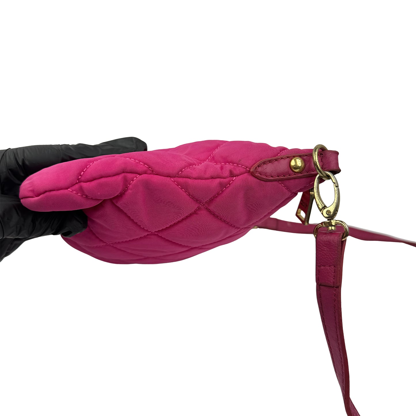 Prada Fuchsia Pink Quilted Tessuto Nylon Cross Body Bag