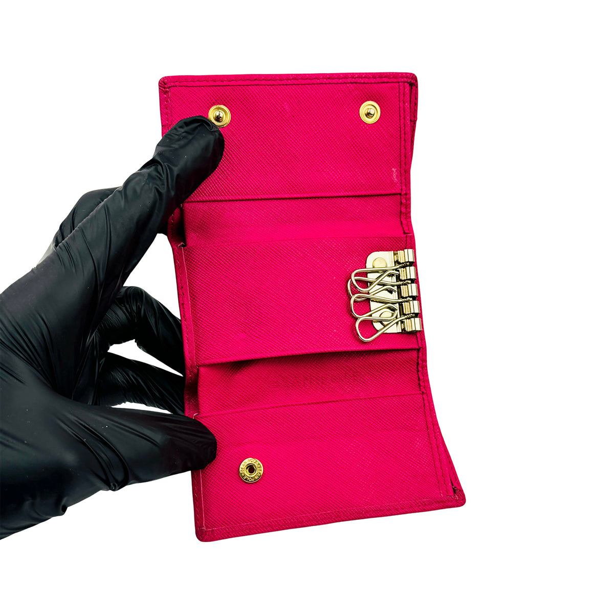 Bean Pole Hot Pink Checkered Key Holder Wallet