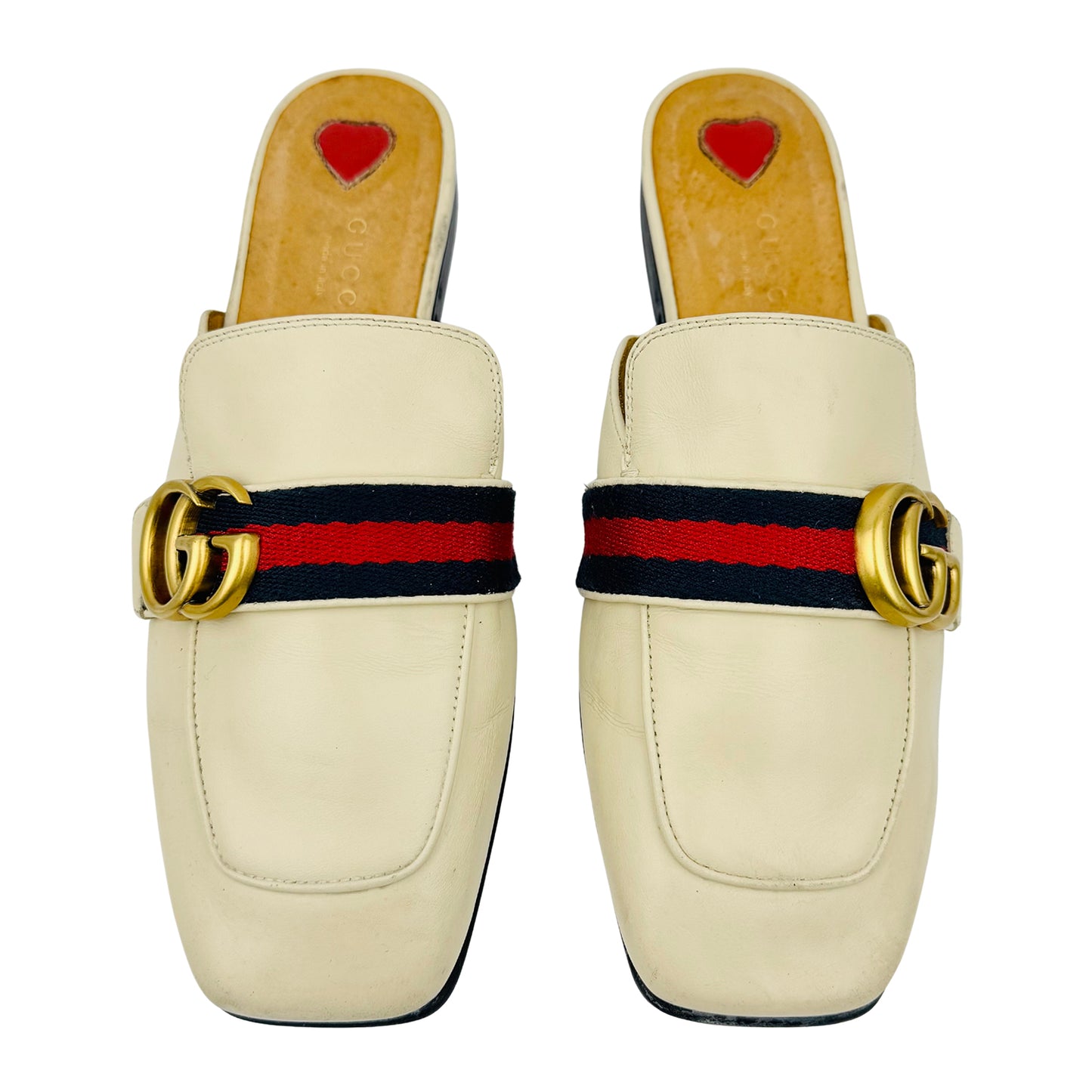 Gucci Princetown Off-White Leather Mules (Size 36)